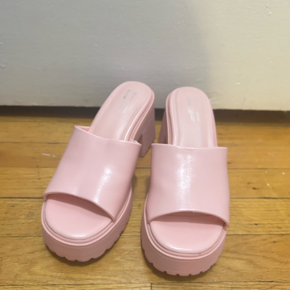 Call It Spring Pink Platform Mules Sleek Design